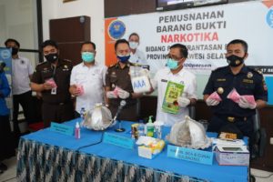 BNNP SULSEL MUSNAHKAN BARANG BUKTI NARKOTIKA SERTA RELEASE KASUS BARU