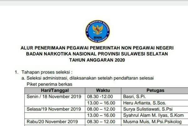 BNNP Sulsel Ciptakan Proses Seleksi PPNPN yang Transparan dan Objektif