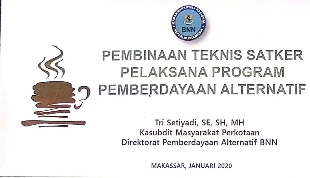 SINKRONISASI PROGRAM PEMBERDAYAAN ALTERNATIF DI BNNP SULAWESI SELATAN SINKRONISASI PROGRAM PEMBERDAYAAN ALTERNATIF DI BNNP SULAWESI SELATAN