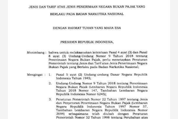 PERATURAN PEMERINTAH TENTANG PNBP TES UJI NARKOBA TELAH DISAHKAN