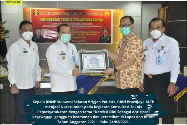 Kepala BNNP Sulawesi Selatan Brigjen Pol. Drs. Ghiri Prawijaya,M.Th menjadi Narasumber pada kegiatan Konsultasi Teknis Pemasyarakatan