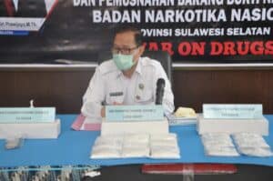 BNNP Sulsel melaksanakan press realess pengungkapan kasus narkotika dan pemusnahan barang bukti narkotika.