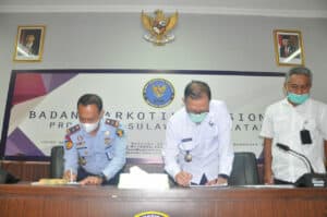 Tiga Pimpinan Rutan Klas IIB di Sulsel Melaksanakan Penandatanganan Kerjasama Dengan BNN Prov.Sulsel.