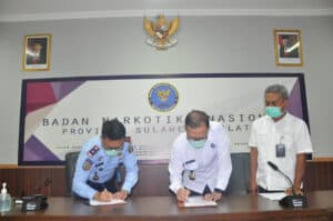 Tiga Pimpinan Rutan Klas IIB di Sulsel Melaksanakan Penandatanganan Kerjasama Dengan BNN Prov.Sulsel.