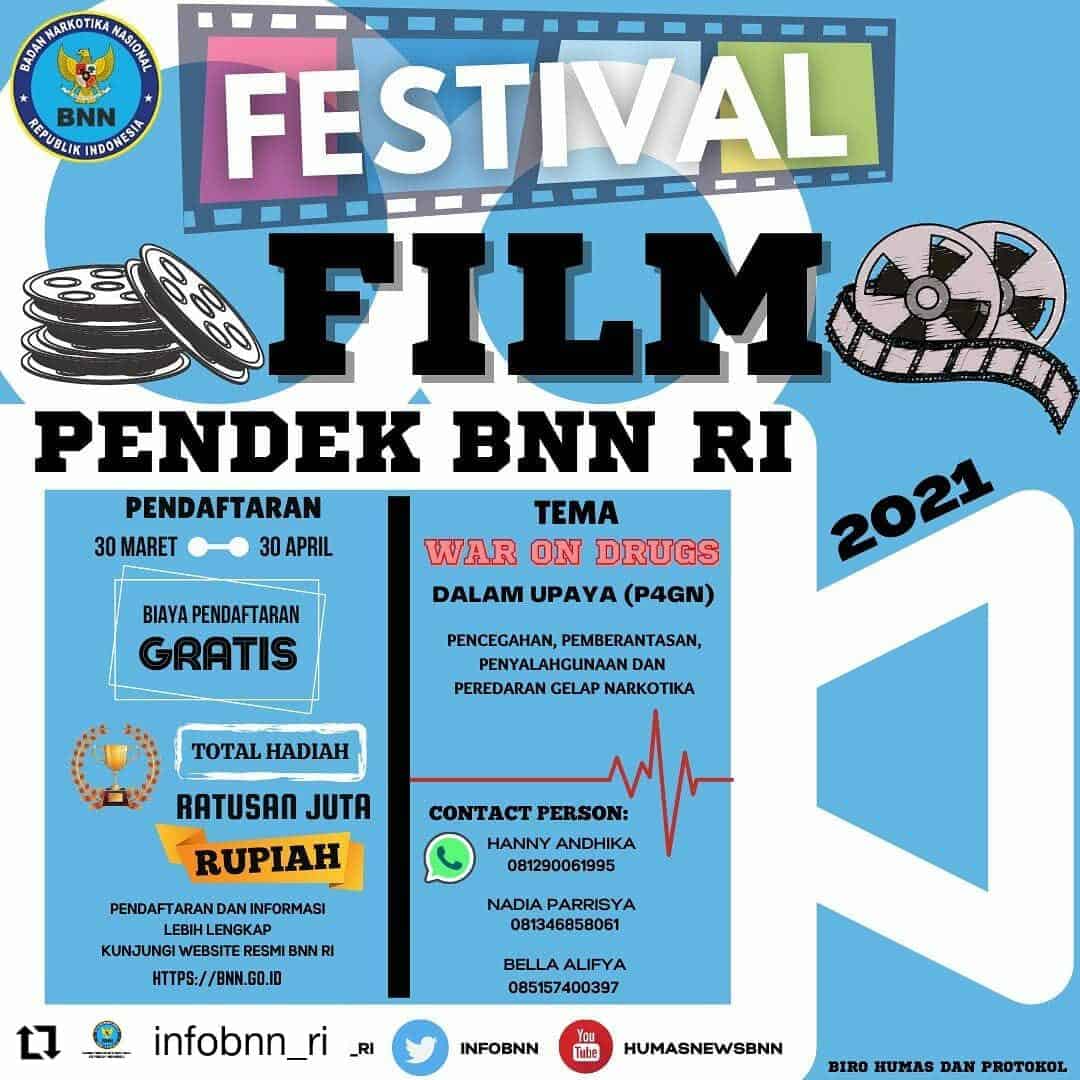 #Repost @infobnn_ri • • • • • • Badan Narkotika Nasional BNN Republik Indonesia (BNN RI) menyelenggarakan Festival Film Pendek BNN RI 2021 dengan tema “War On Drugs”.