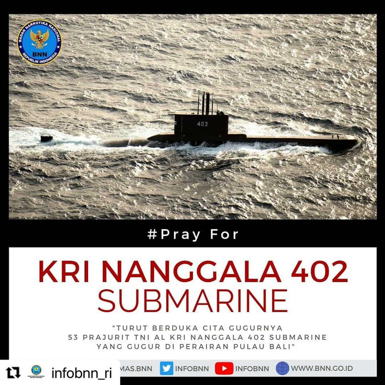 #Repost @infobnn_ri with @make_repost ・・・ Kapal Selam KRI Nanggala 402 Submarine akhirnya ditemukan