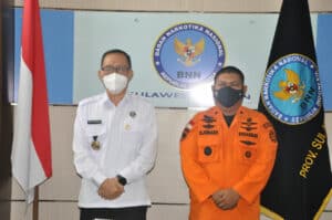 Kepala Badan Narkotika Nasional (BNN) Provinsi Sulawesi Selatan Brigjen Pol.Drs.Ghiri Prawijaya,M.Th menerima kunjungan dari Kepala Basarnas Sulsel DR.Junaedi.S.Sos,