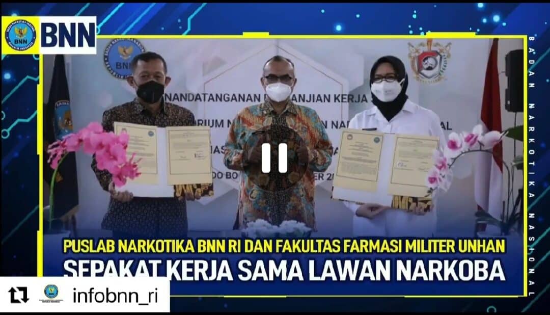 PUSLAB NARKOTIKA BNN RI DAN FAKULTAS FARMASI MILITER UNHAN JALIN KERJASAMA P4GN