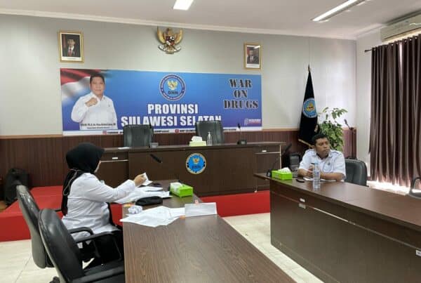 BNNP Sulawesi Selatan mengikuti kegiatan virtual Rapat Evaluasi Pembahasan Implementasi Inpres 2 Tahun 2020 tentang RAN P4GN