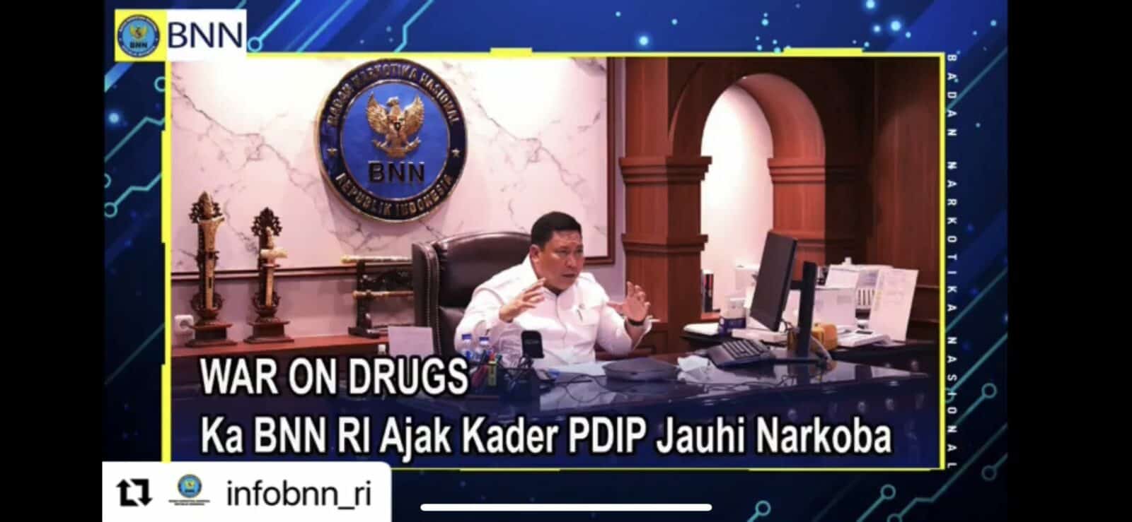 REPOST BNN RI – KEPALA BNN RI AJAK KADER PDI PERJUANGAN JAUHI NARKOBA