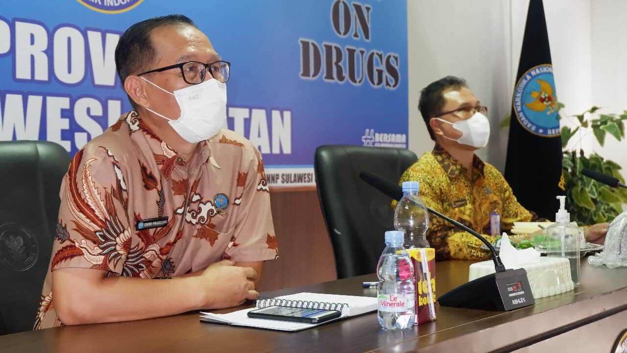 BNNP Sulawesi Selatan Mengikuti Kegiatan Diskusi Panel Kerjasama BNN RI, KPK RI dan BNPT RI Secara Virtual