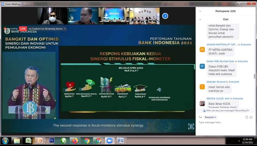 Sub. Koordinator Administrasi Basri, S.Pi mengikuti kegiatan virtual “Pertemuan Tahunan Bank Indonesia Provinsi Sulawesi Selatan Tahun 2021