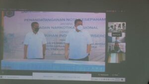 BNNP SulSel Mengikuti Kegiatan Penandatanganan Nota Kesepahaman Antara BNN Dengan PT. Pelabuhan Indonesia (Persero) Secara Virtual