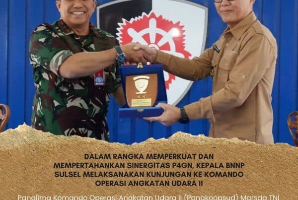 DALAM RANGKA MEMPERKUAT DAN MEMPERTAHANKAN SINERGITAS P4GN, KEPALA BNNP SULSEL MELAKSANAKAN KUNJUNGAN KE KOMANDO OPERASI ANGKATAN UDARA II