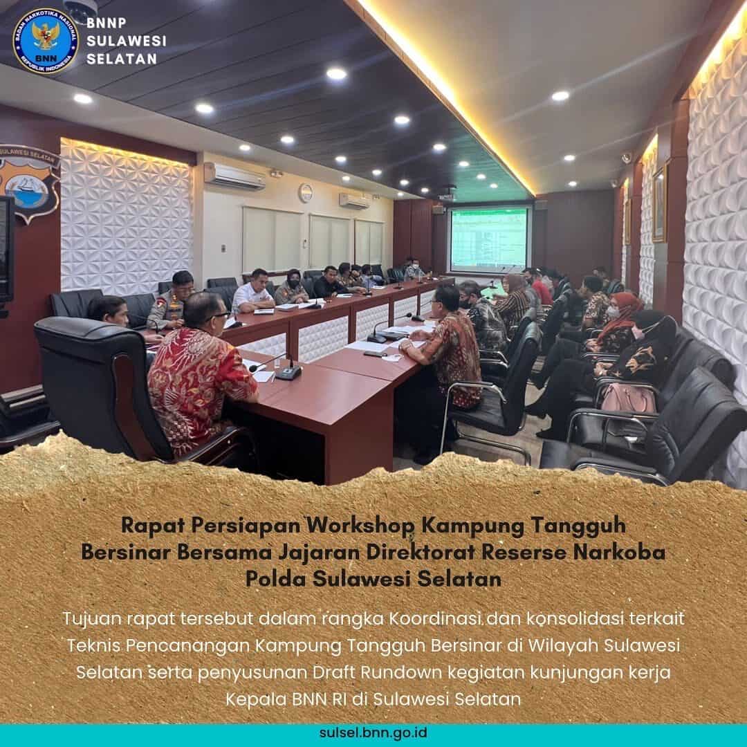 Rapat Persiapan Workshop Kampung Tangguh Bersinar Bersama Jajaran Direktorat Reserse Narkoba Polda Sulawesi Selatan
