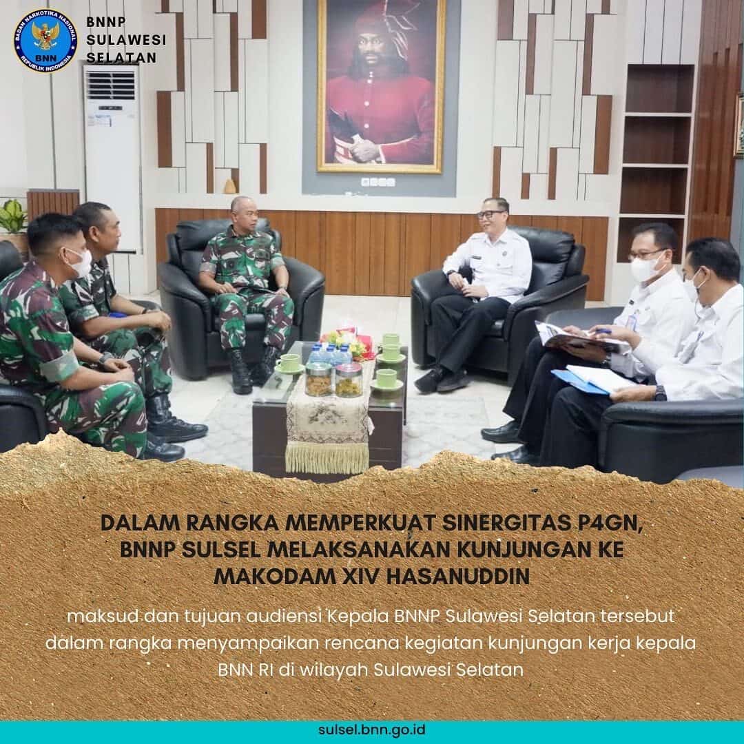 DALAM RANGKA MEMPERKUAT SINERGITAS P4GN, BNNP SULSEL MELAKSANAKAN KUNJUNGAN KE MAKODAM XIV HASANUDDIN DALAM RANGKA MEMPERKUAT SINERGITAS P4GN, BNNP SULSEL MELAKSANAKAN KUNJUNGAN KE MAKODAM XIV HASANUDDIN