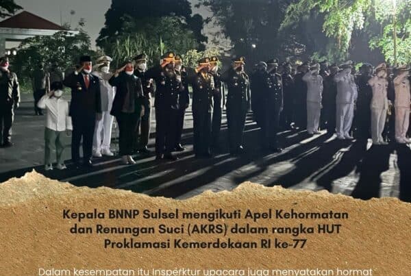 Kepala BNNP Sulsel mengikuti Apel Kehormatan dan Renungan Suci (AKRS) dalam rangka HUT Proklamasi Kemerdekaan RI ke-77