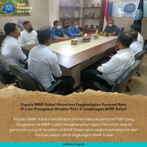 Kepala BNNP Sulsel Menerima Penghadapan Personel Baru Di Luar Penugasan Struktur Polri di Lingkungan BNNP Sulsel Kepala BNNP Sulsel Menerima Penghadapan Personel Baru Di Luar Penugasan Struktur Polri di Lingkungan BNNP Sulsel
