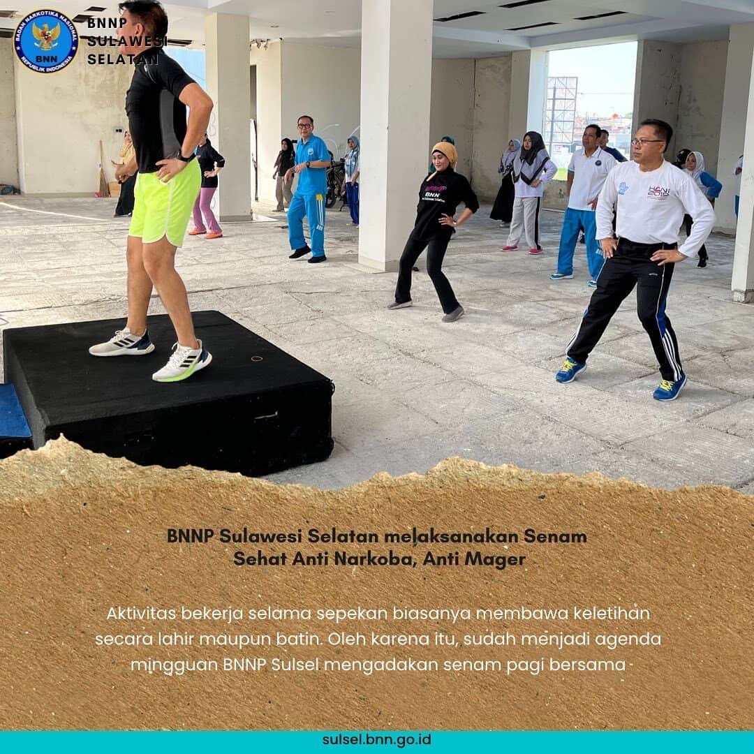 BNNP Sulawesi Selatan melaksanakan Senam Sehat Anti Narkoba, Anti Mager BNNP Sulawesi Selatan melaksanakan Senam Sehat Anti Narkoba, Anti Mager
