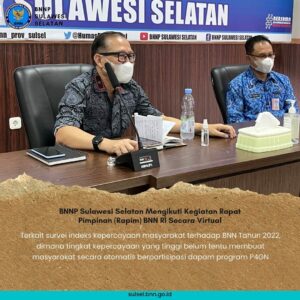 BNNP Sulawesi Selatan Mengikuti Kegiatan Rapat Pimpinan (Rapim) BNN RI Secara Virtual BNNP Sulawesi Selatan Mengikuti Kegiatan Rapat Pimpinan (Rapim) BNN RI Secara Virtual