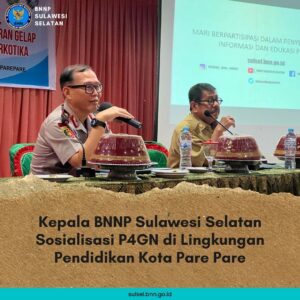 Kepala BNNP Sulawesi Selatan Sosialisasi P4GN di Lingkungan Pendidikan Kota Pare Pare