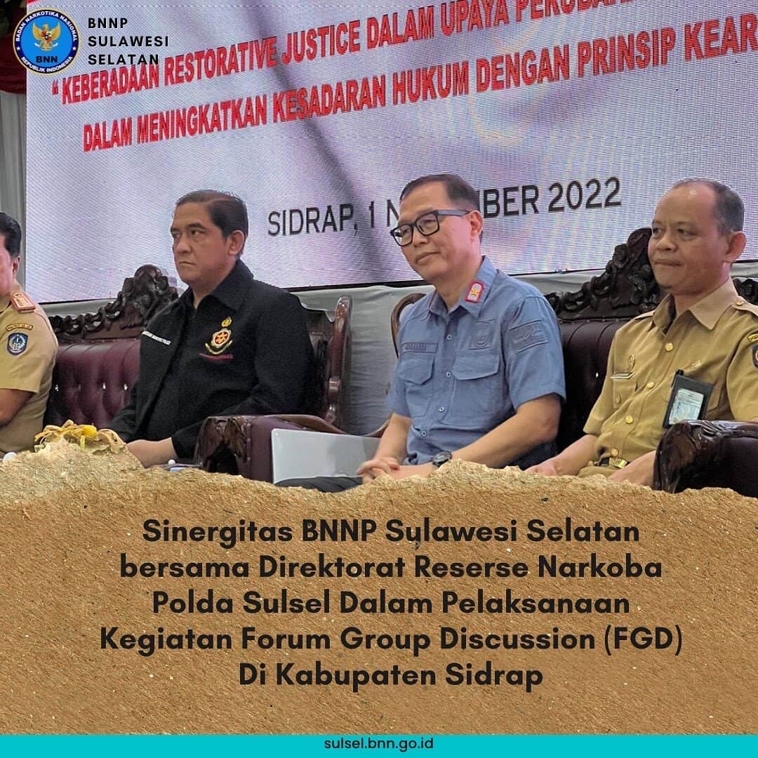Sinergitas BNNP Sulawesi Selatan bersama Direktorat Reserse Narkoba Polda Sulsel Dalam Pelaksanaan Kegiatan Forum Group Discussion (FGD) Di Kabupaten Sidrap