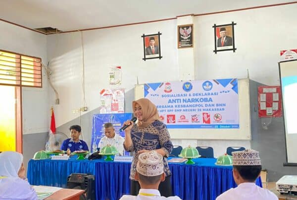 Satgas Extraordinary BNNP Sulsel melalui strategi Soft Power Aproach BNNP Sulsel Kerjasama Kesbangpol Kota Makassar Perkuat ketahanan diri anti Narkoba Siswa SMPN 28