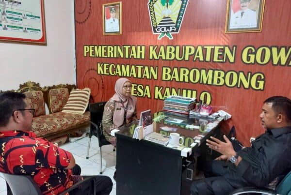 Koordinasi di Kantor Camat Barombong dan Kantor Desa Kanjilo Kabupaten Gowa terkait Program Pelaksanaan Kegiatan Monitoring dan Evaluasi Pelaksanaan Advokasi Program Ketahanan Keluarga Anti Narkoba Berbasis Sumber Daya Pembangunan Desa