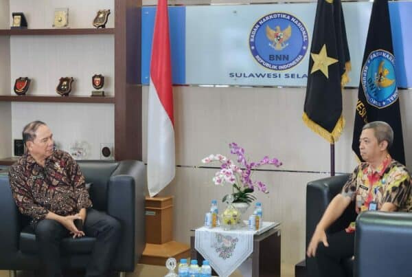 SINERGITAS P4GN, KABAG UMUM BNNP SULSEL MENERIMA KUNJUNGAN KERJA KEPALA BNNP SULAWESI UTARA DALAM MELAKSANAKAN KOORDINASI TERKAIT PELAKSANAAN PROGRAM P4GN